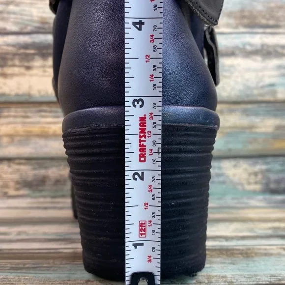 Fly London Yoxi Womens Ankle Bootie Size 8.5-9 Blue Leather Wedge Heel Zip Up - Picture 10 of 12